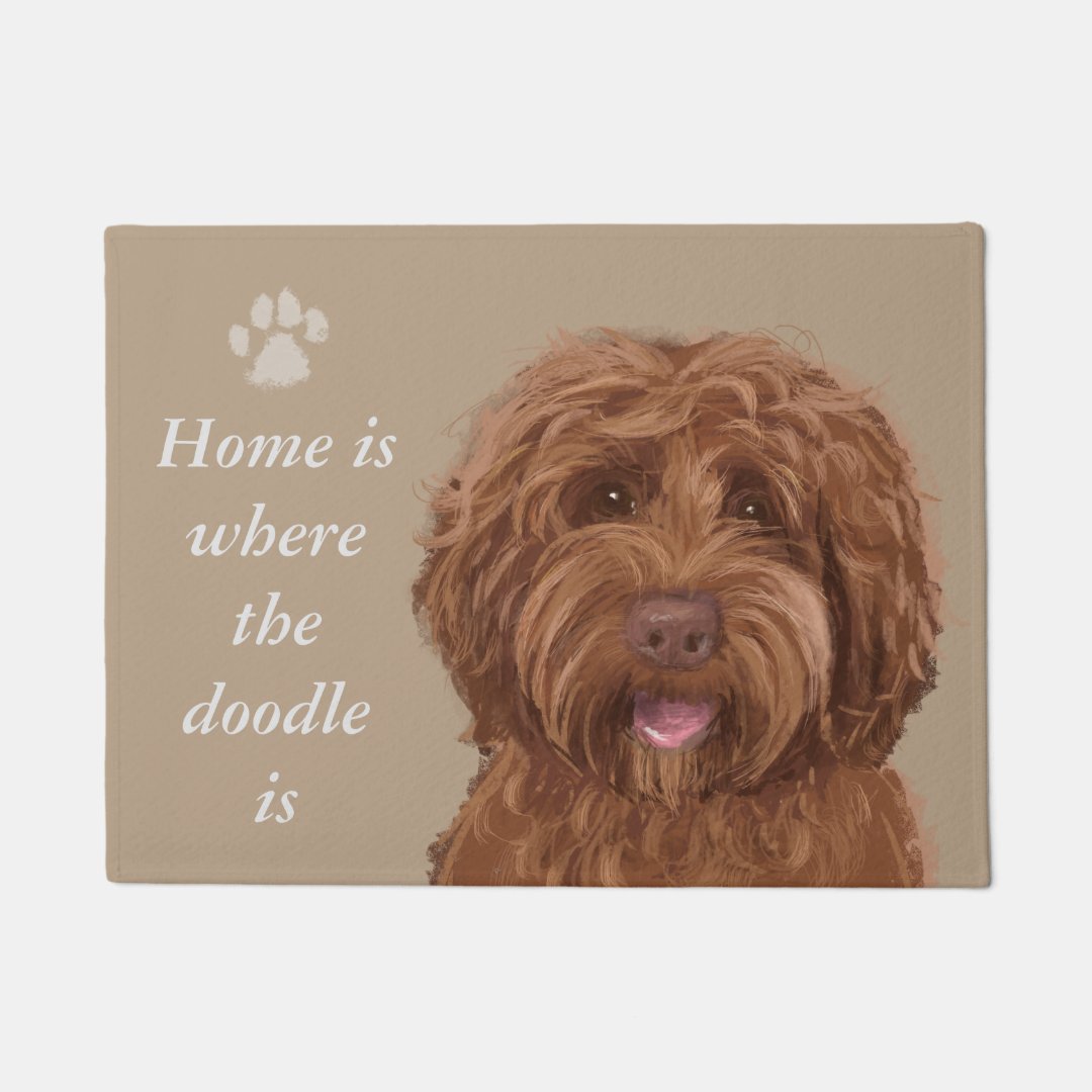 Home is where the doodle is doormat Zazzle