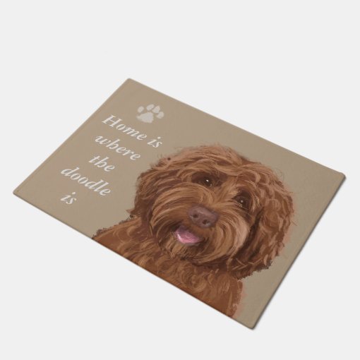 Home is where the doodle is doormat Zazzle