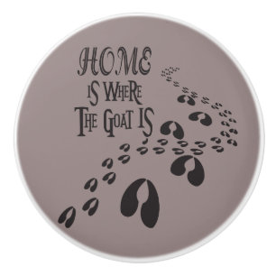 Home is Where the Goat is Hoofprints Ceramic Knob