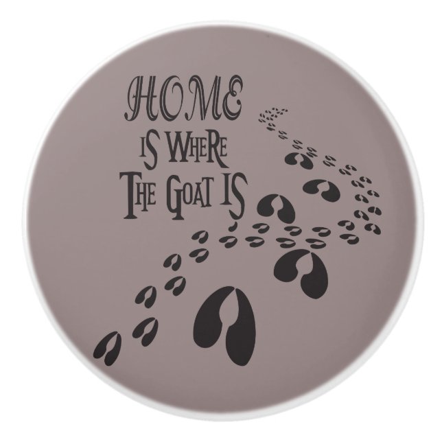 Home is Where the Goat is Hoofprints  Ceramic Knob (Front)