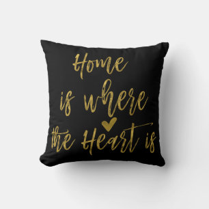 Home is Where the Heart Is Inspirational Quote Throw Pillow