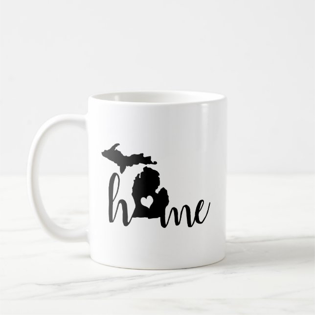 Home Is Where The Heart Is Michigan Silhouette Coffee Mug (Left)