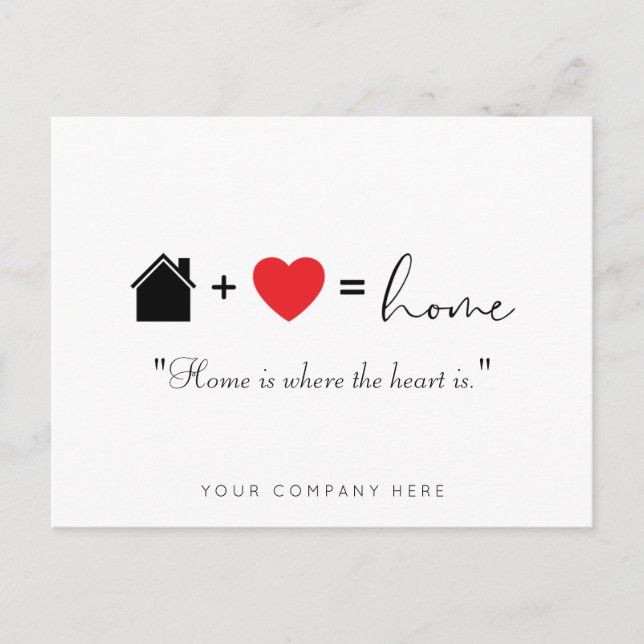 Home is Where the Heart is Real Estate Marketing Postcard (Front)