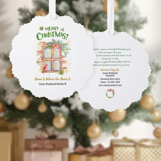 Home Is Where the Heart | Realtor Hang Christmas  Ornament Card (Creator Uploaded)