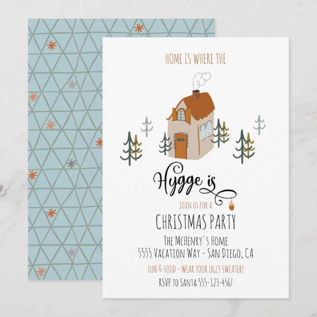Home is where the Hygge is Christmas Party Invitation (Front/Back)