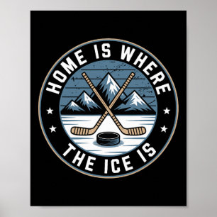 Home Is Where The Ice Is Retro Hockey Lovers Playe Poster