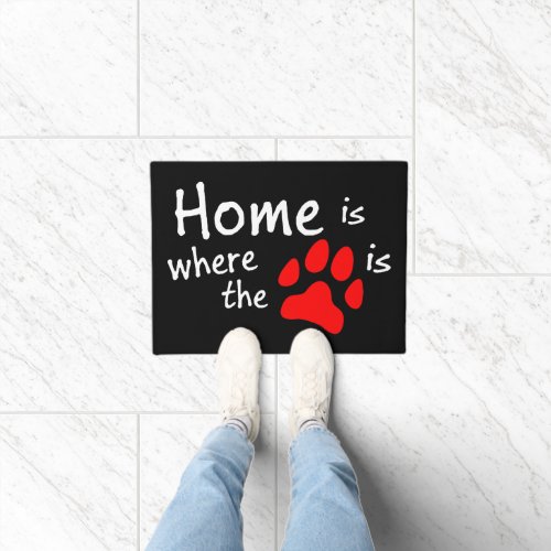 Home is where the paw print is Black Doormat