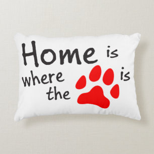 Home is where the paw print is decorative pillow