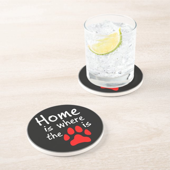 Home is where the paw print is drink coaster (Side)