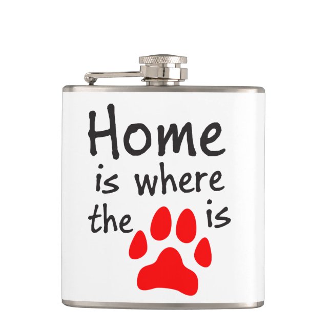 Home is where the paw print is hip flask (Front)