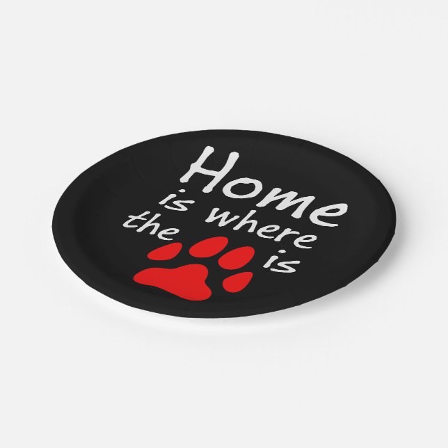 Home is where the paw print is paper plates (Angled)