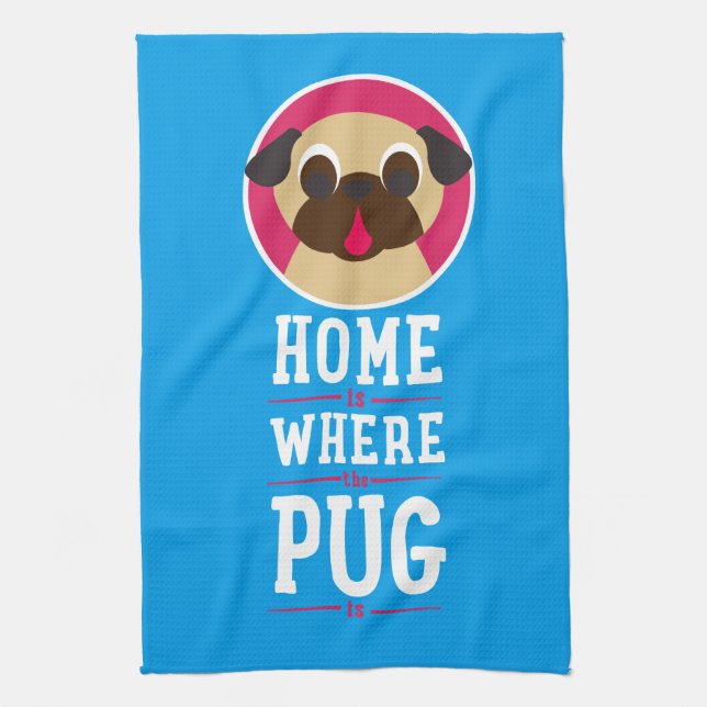 Home Is Where The Pug Is fawn Pug Towel (Vertical)