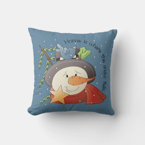 Home is Where the Snow Falls Christmas Holiday Throw Pillow