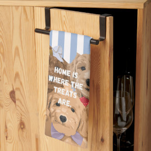 'Home Is Where The Treats Are' Blue And White Kitchen Towel