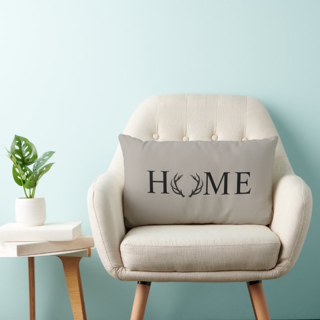 Home Is Where You Hang Your Antlers Signature  Can Lumbar Pillow (Chair)