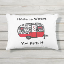 Home is Where You Park It Pillow Outdoor Fabric