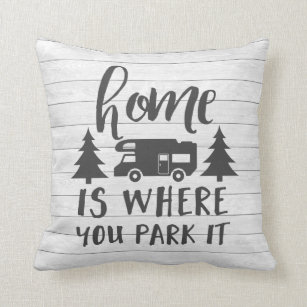 Multicolor 16x16 Baileys Designs Home Is Where You Park It Camping Theme Throw Pillow