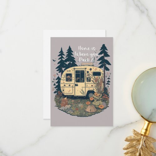 Home is Where you Park It Vintage Camper Trailer  Thank You Card