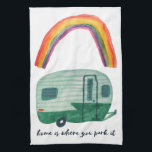 Home Is Where You Park It Vintage Trailer RAINBOW Kitchen Towel<br><div class="desc">Decorate your RV kitchen with this cool towel. Makes a great housewarming,  bon voyage or anniversary gift! 
You can customize it and add text too.
Check my shop for lots more colors and patterns plus matching kitchen stuff!</div>