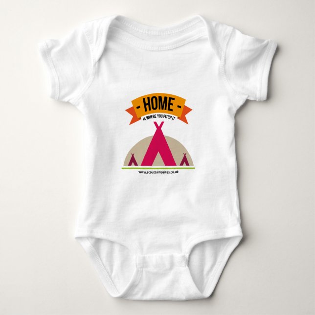 Home is where you pitch it... baby bodysuit (Front)