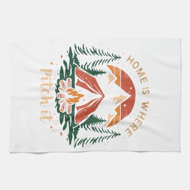 home is where you pitch it shirt, camping t-shirt kitchen towel (Horizontal)