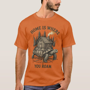 Home Is Where You Roam - Vintage Turtle Cabin T-Shirt
