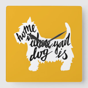Home Is Where Your Dog Is Square Wall Clock