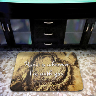 Home is Wherever I'm with You Quote Sand Heart Bath Mat
