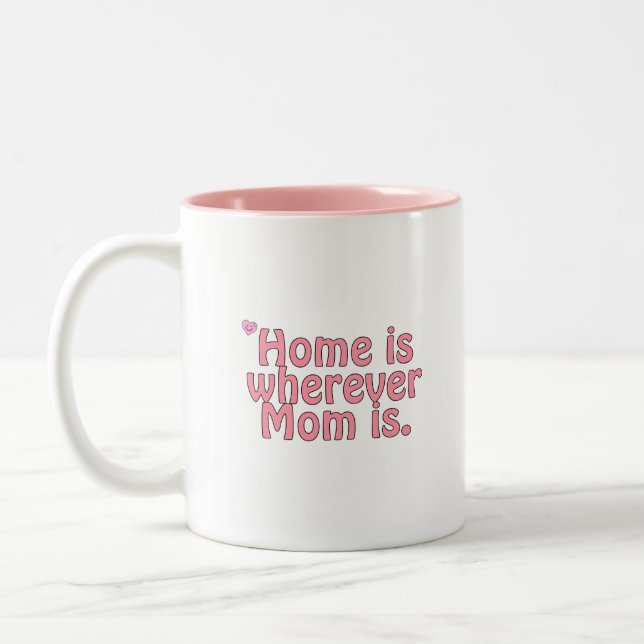 Home is wherever Mom is. Two-Tone Coffee Mug (Left)