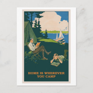 Home is Wherever You Camp Vintage Poster Postcard