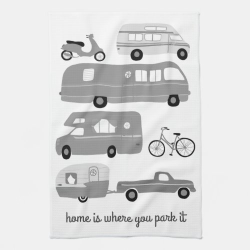 Home is WhereYou Park Retro Camper Motorhome RV Kitchen Towel