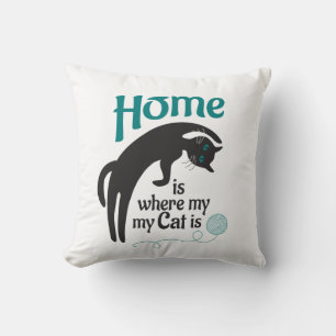 Home is whers my cat is throw pillow