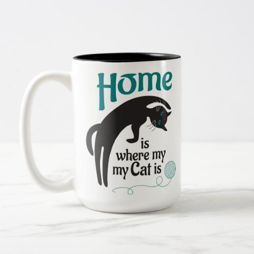 Home is whers my cat is Two_Tone coffee mug