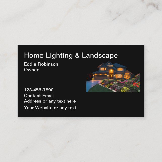 Home Landscape And Lighting Business Cards (Front)