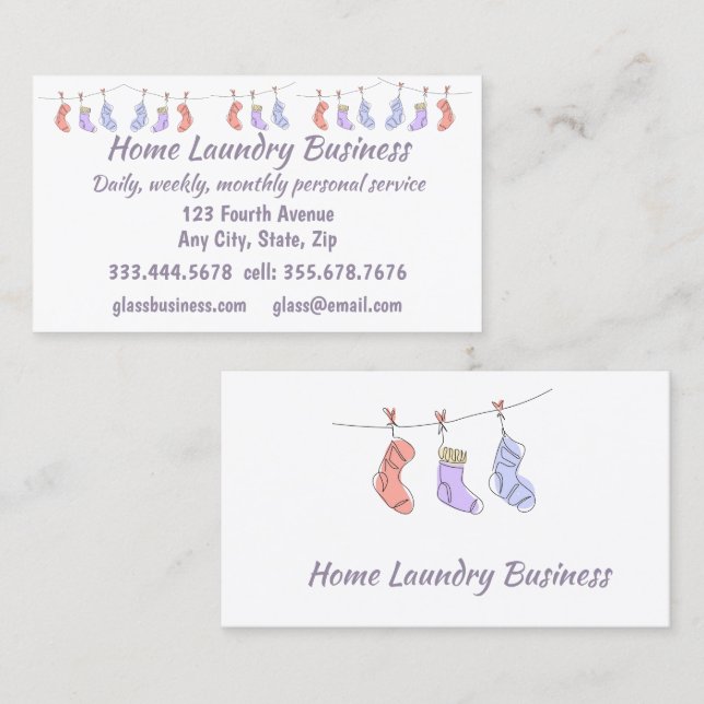 Home Laundry Business Personal  Card (Front/Back)