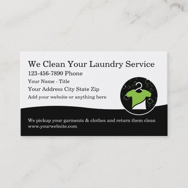 Home Laundry Pickup Business Cards (Front)