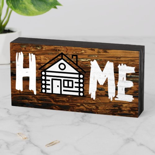 Home Log Cabin Drawing  Wooden Box Sign