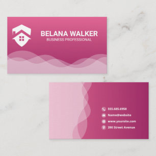 Home Logo Pink Abstract Wave Background Business Card