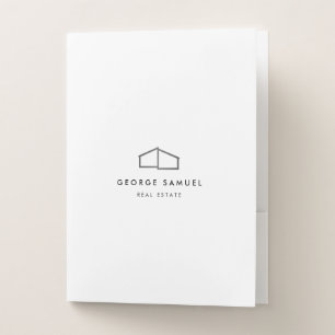 Home Logo Realtor Black & White  Pocket Folder