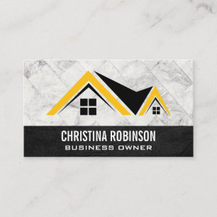 Home Logo White Marble Tiles Leather Business Card