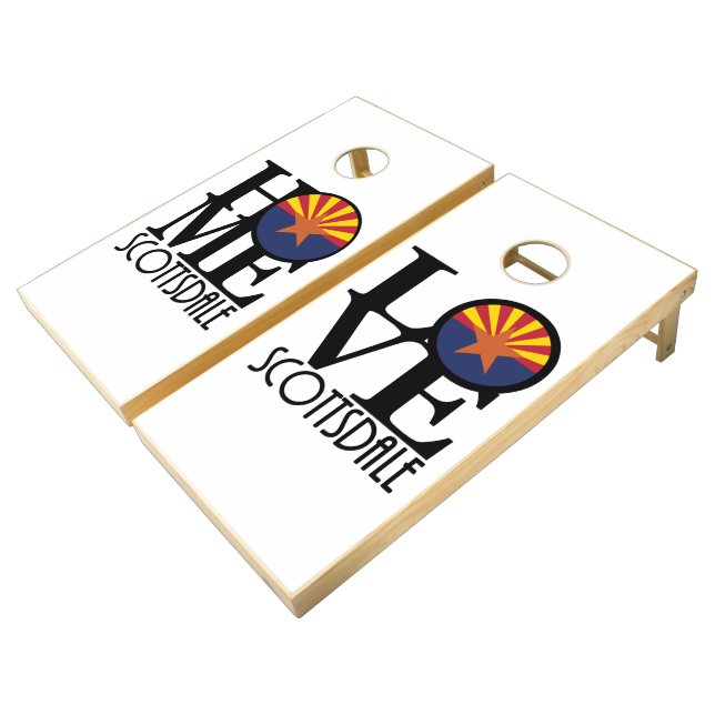 HOME/LOVE Scottsdale Arizona Cornhole Set (Angled)