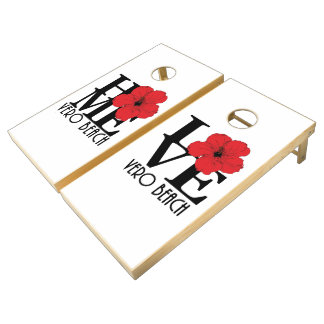 HOME / LOVE Vero Beach Red Hibiscus Cornhole Set