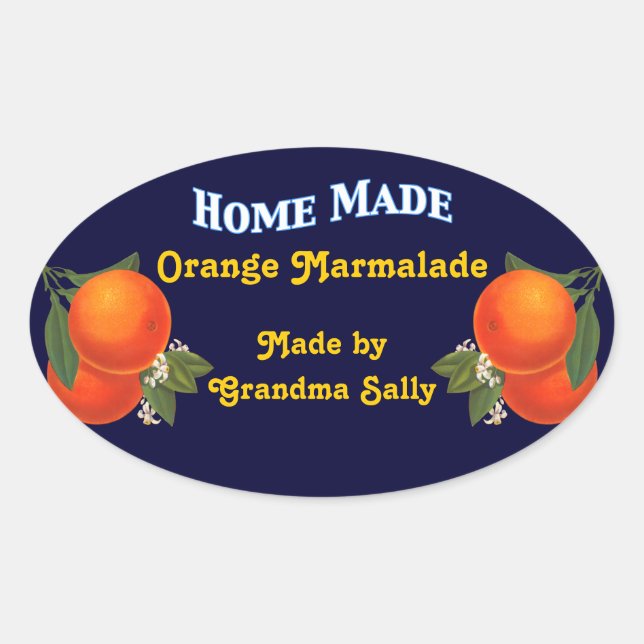 Home Made Custom Orange Canning Stickers (Front)