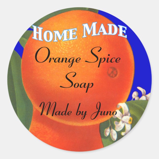 Home Made Custom Orange Soap or Canning Stickers (Front)