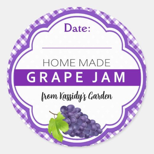 Home Made Grape Jam Canning Classic Round Sticker
