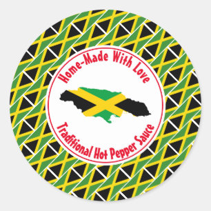 Home Made HOT PEPPER SAUCE Jamaica Classic Round Sticker
