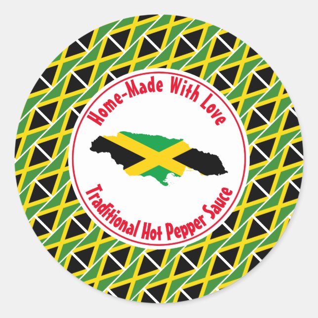 Home Made HOT PEPPER SAUCE Jamaica Classic Round Sticker (Front)