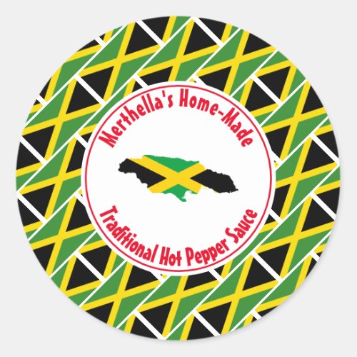 Home Made HOT PEPPER SAUCE Jamaica Flag Classic Round Sticker