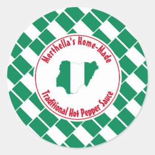 Home Made HOT PEPPER SAUCE Nigeria Flag Classic Round Sticker