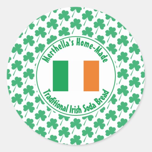 Home Made IRISH SODA BREAD Ireland Flag Shamrock Classic Round Sticker